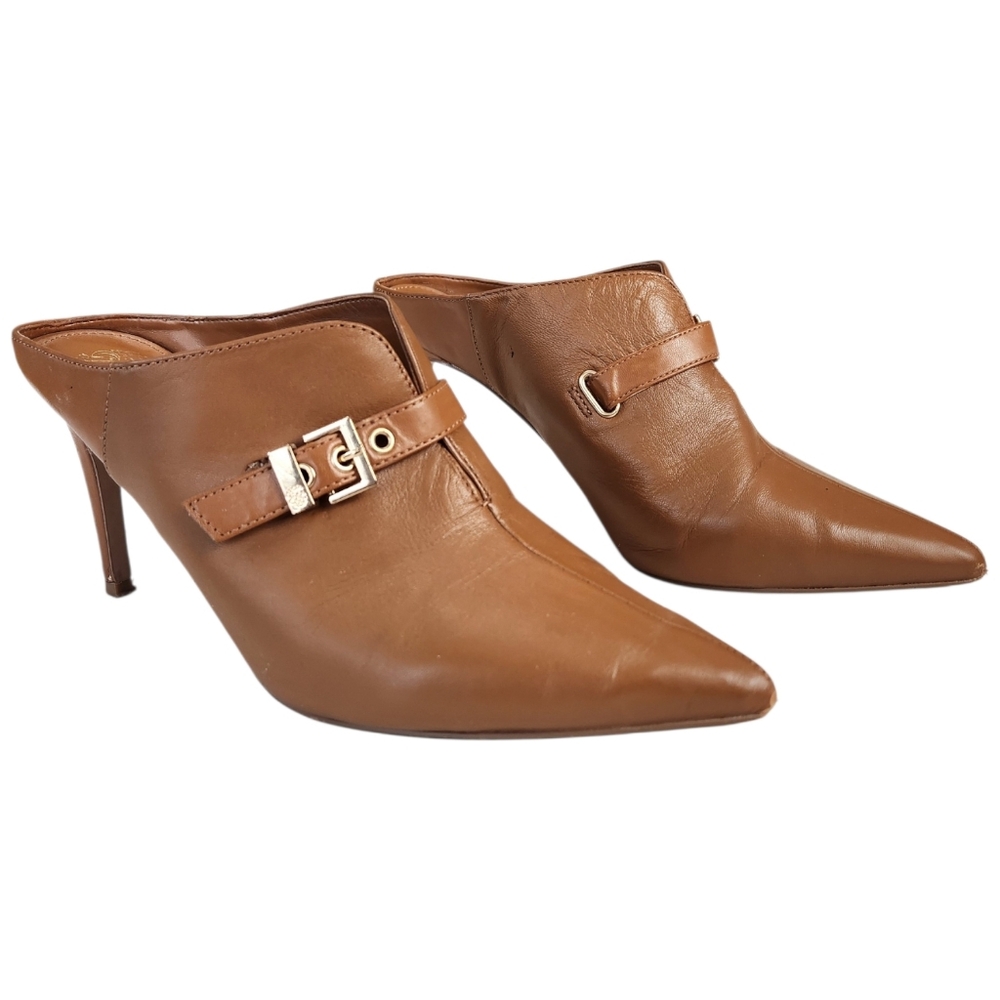 Vince Camuto Maskelynn Womens Brown Career Pointed Toe Stiletto Heel Mule 10M